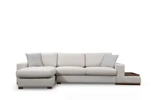 Hanah Home Rohová sedací souprava Loop 312 cm s odkládacím stolkem béžová levá