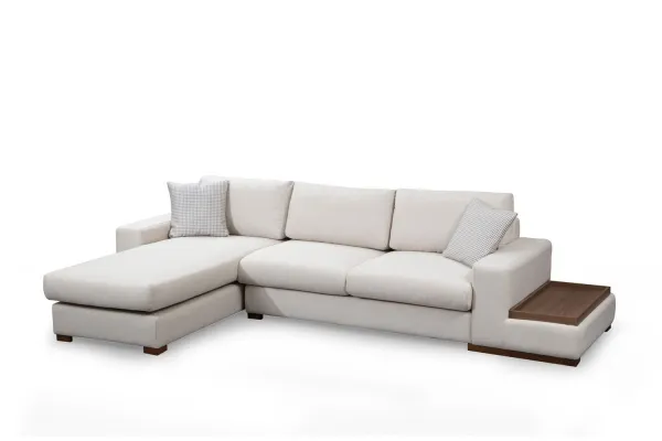Hanah Home Rohová sedací souprava Loop 312 cm s odkládacím stolkem béžová levá