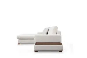 Hanah Home Rohová sedací souprava Loop 312 cm s odkládacím stolkem béžová levá