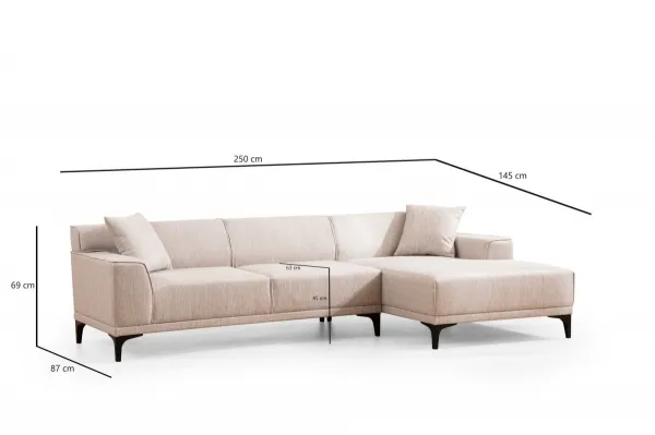 Hanah Home Rohová sedací souprava Petra 250 cm bílá pravá