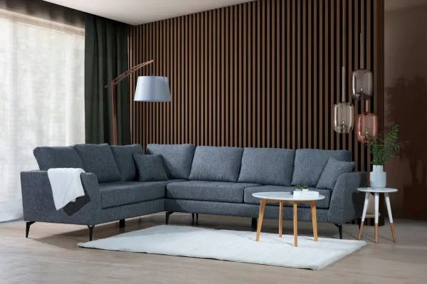 Hanah Home Rohová sedací souprava Tempo 300 cm tmavě šedá levá