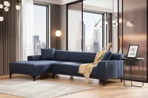 Hanah Home Rohová sedací souprava Petra 250 cm modrá levá