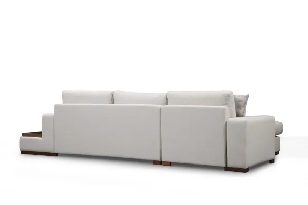 Hanah Home Rohová sedací souprava Loop 312 cm s odkládacím stolkem béžová levá