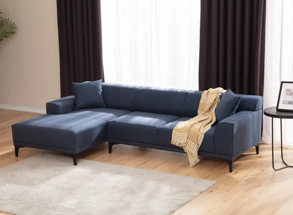 Hanah Home Rohová sedací souprava Petra 250 cm modrá levá