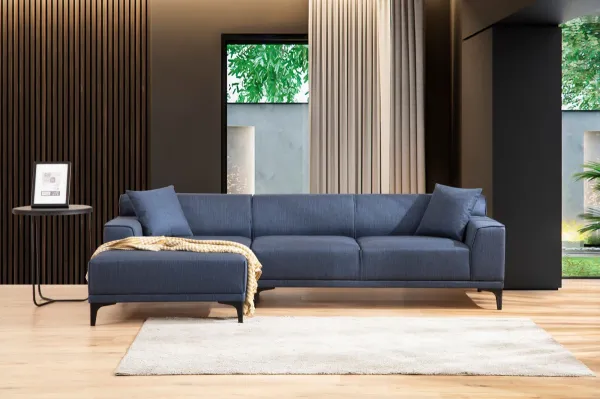 Hanah Home Rohová sedací souprava Petra 250 cm modrá levá