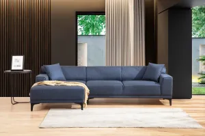 Hanah Home Rohová sedací souprava Petra 250 cm modrá levá