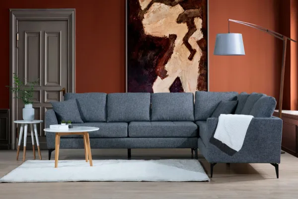 Hanah Home Rohová sedací souprava Tempo 300 cm tmavě šedá pravá