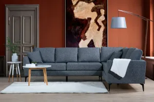 Hanah Home Rohová sedací souprava Tempo 300 cm tmavě šedá pravá