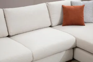 Hanah Home Rohová sedací souprava Loop 312 cm s odkládacím stolkem béžová pravá