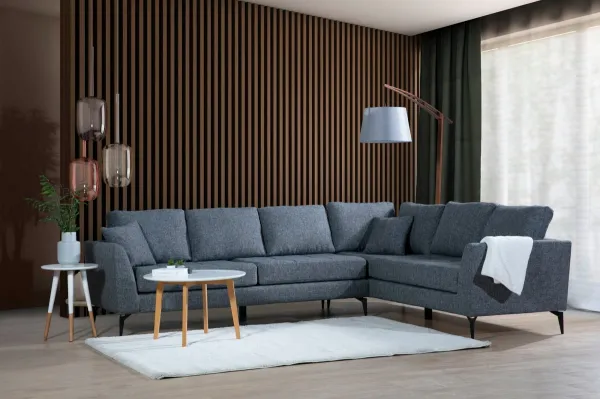 Hanah Home Rohová sedací souprava Tempo 300 cm tmavě šedá pravá