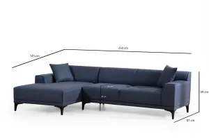 Hanah Home Rohová sedací souprava Petra 250 cm modrá levá