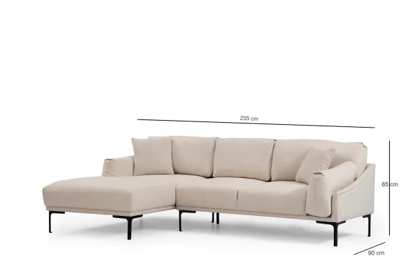 Hanah Home Rohová sedací souprava Leo 255 cm krémová levá