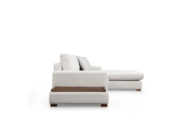 Hanah Home Rohová sedací souprava Loop 312 cm s odkládacím stolkem béžová pravá
