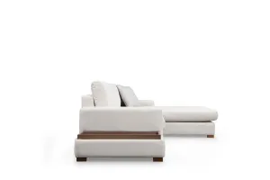Hanah Home Rohová sedací souprava Loop 312 cm s odkládacím stolkem béžová pravá