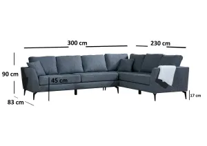 Hanah Home Rohová sedací souprava Tempo 300 cm tmavě šedá pravá