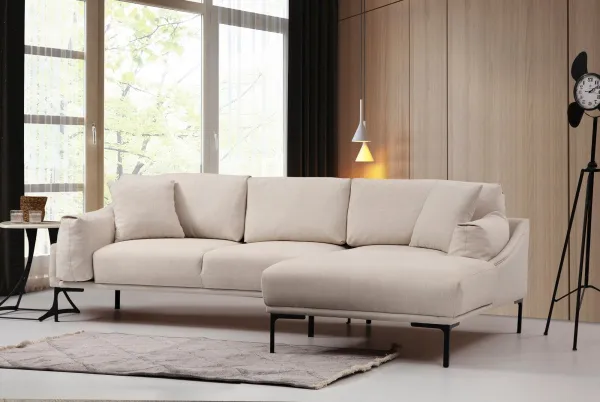 Hanah Home Rohová sedací souprava Leo 255 cm krémová pravá