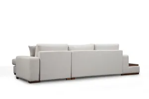 Hanah Home Rohová sedací souprava Loop 312 cm s odkládacím stolkem béžová pravá