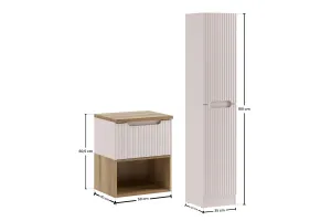 Comad Kúpeľňová zostava Nova Cashmere I s doskou, regálom a skrinkami 50 cm kašmírová/dub coast evoke