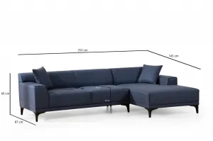 Hanah Home Rohová sedací souprava Petra 250 cm modrá pravá