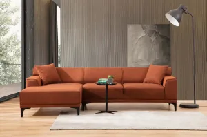 Hanah Home Rohová sedací souprava Petra 250 cm oranžová levá