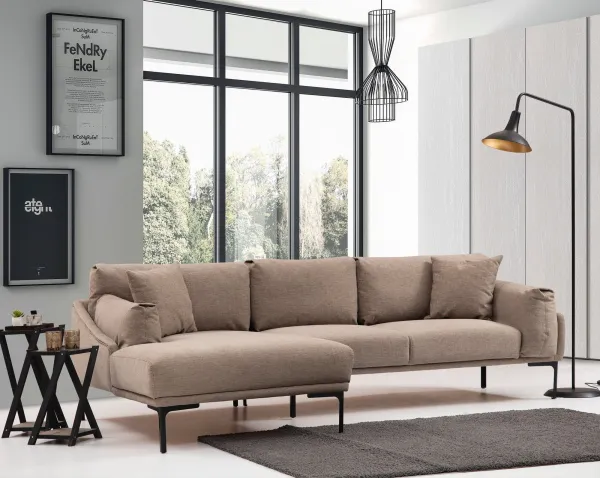 Hanah Home Rohová sedací souprava Leo 255 cm mocha levá