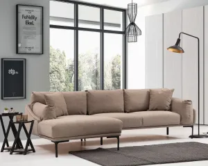 Hanah Home Rohová sedací souprava Leo 255 cm mocha levá