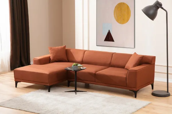 Hanah Home Rohová sedací souprava Petra 250 cm oranžová levá