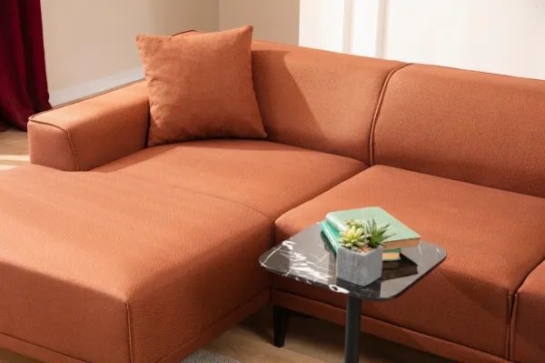 Hanah Home Rohová sedací souprava Petra 250 cm oranžová levá