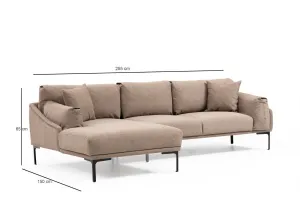 Hanah Home Rohová sedací souprava Leo 255 cm mocha levá