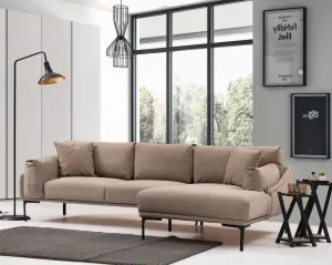Hanah Home Rohová sedací souprava Leo 255 cm mocha pravá