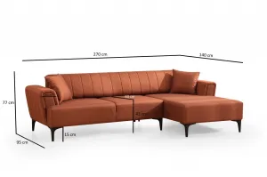 Hanah Home Rohová sedací souprava Hamlet 270 cm cihlová pravá