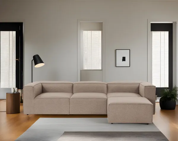 Hanah Home Rohová sedací souprava Fora 296 cm hnědá pravá