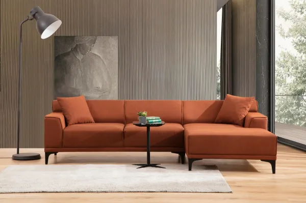 Hanah Home Rohová sedací souprava Petra 250 cm oranžová pravá