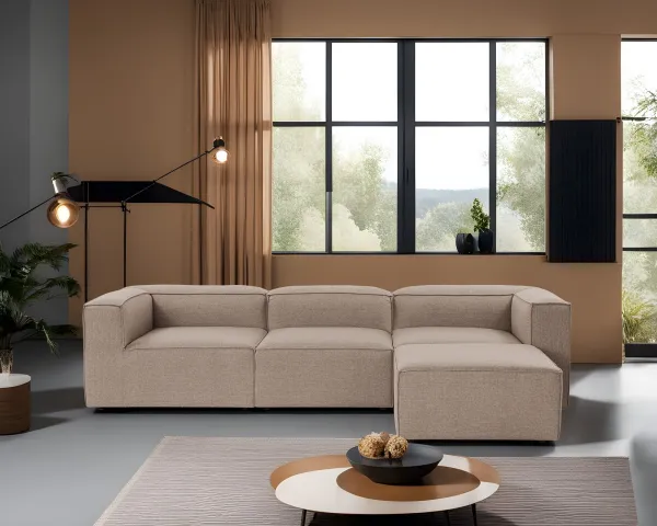 Hanah Home Rohová sedací souprava Fora 296 cm hnědá pravá