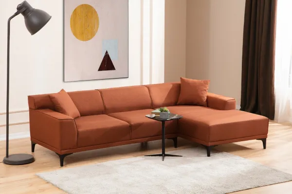 Hanah Home Rohová sedací souprava Petra 250 cm oranžová pravá