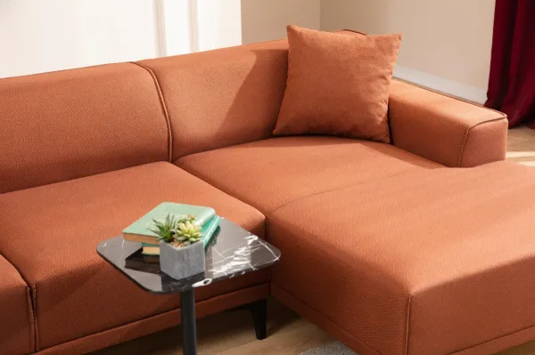 Hanah Home Rohová sedací souprava Petra 250 cm oranžová pravá