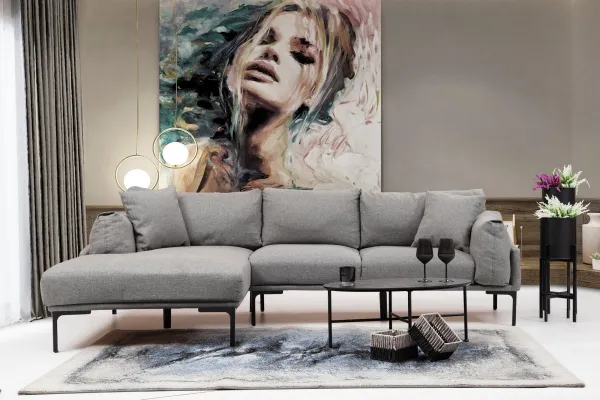 Hanah Home Rohová sedací souprava Leo 255 cm šedá levá
