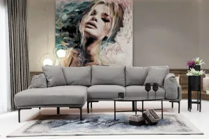 Hanah Home Rohová sedací souprava Leo 255 cm šedá levá