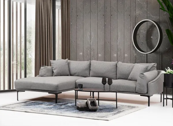 Hanah Home Rohová sedací souprava Leo 255 cm šedá levá