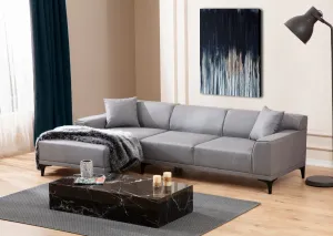 Hanah Home Rohová sedací souprava Petra 250 cm světle šedá levá