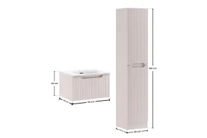 Comad Kúpeľňová zostava Nova Cashmere Sky I so zápustným umývadlom a skrinkami 50 cm kašmírová