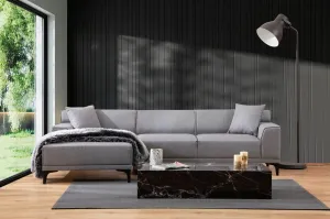 Hanah Home Rohová sedací souprava Petra 250 cm světle šedá levá