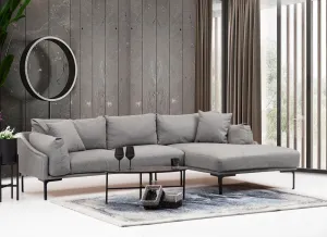 Hanah Home Rohová sedací souprava Leo 255 cm šedá pravá