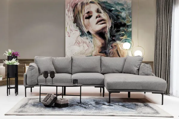 Hanah Home Rohová sedací souprava Leo 255 cm šedá pravá