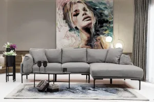 Hanah Home Rohová sedací souprava Leo 255 cm šedá pravá