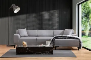 Hanah Home Rohová sedací souprava Petra 250 cm světle šedá pravá