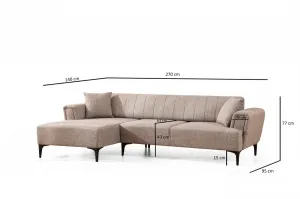 Hanah Home Rohová sedací souprava Hamlet 270 cm světle hnědá levá
