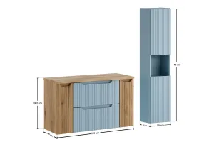 Comad Kúpeľňová zostava Nova Denim s doskou a skrinkami 100 cm modrá/dub coast evoke