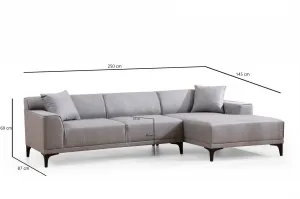Hanah Home Rohová sedací souprava Petra 250 cm světle šedá pravá