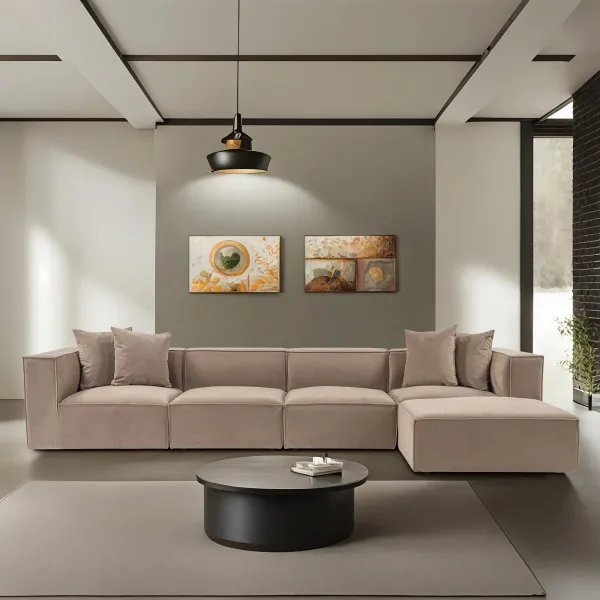 Hanah Home Rohová sedacia súprava Sora 430 cm cappucino pravá